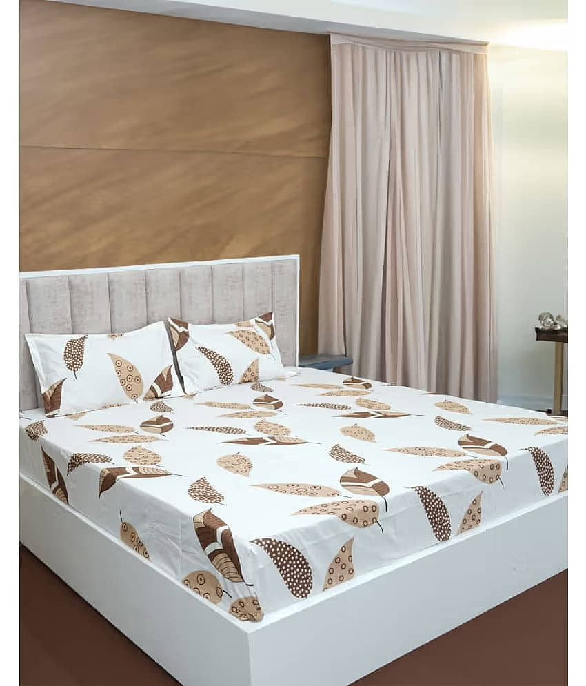 BELLA TRUE Poly Cotton 1 Double Bedsheet with 2 Pillow Covers ( White )