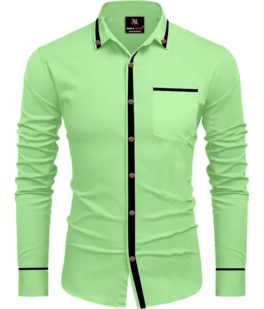 MAN'S SUITUP Cotton Blend Regular Fit Solids Full Sleeves Men's Casual Shirt - Green ( Pack of 1 )