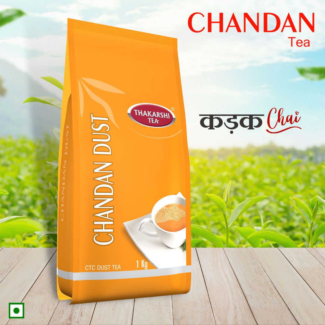 Thakarshi Tea Chandan Tea Dust | Premium Assam CTC Dust Tea | Garden Fresh Unflavoured Black Tea, 1 Kg Pouch