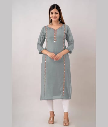 Kapadia - Grey Rayon Women's Straight Kurti ( Pack of 1 )