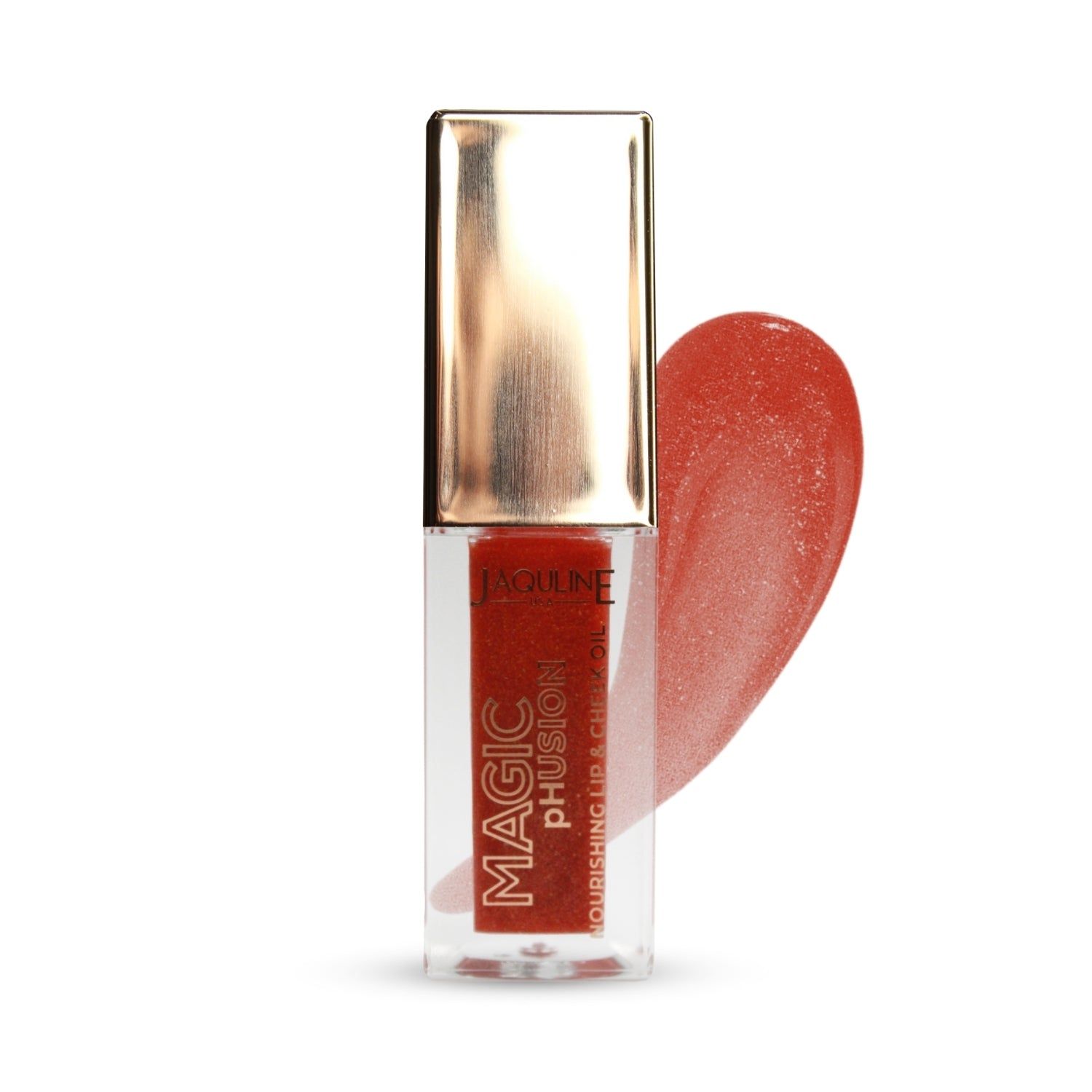 Jaquline USA Magic Phusion lip & Cheek oil, Long Lasting Nourishment Non-Sticky & glossy Heals & Moisturizes Lips Coral Cosmic - 5ml