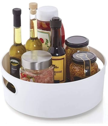 Rotating Turntable Organization & Storage Container - White Polyproplene Utility Container ( Pack of 1 )