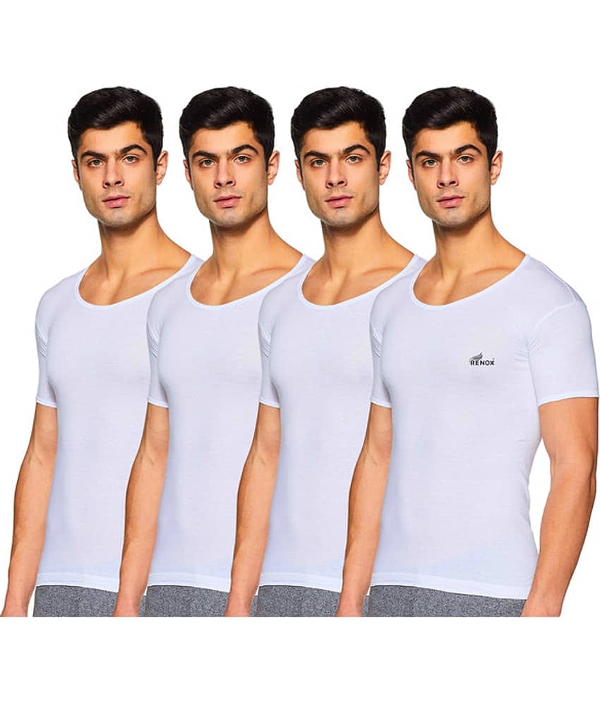 Renox Pack of 4 Cotton Tank For Men ( White )