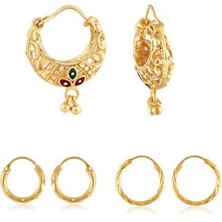 Allure Charming Alloy Gold Plated Stud and Chandbali Earring Combo set For Women and Girls