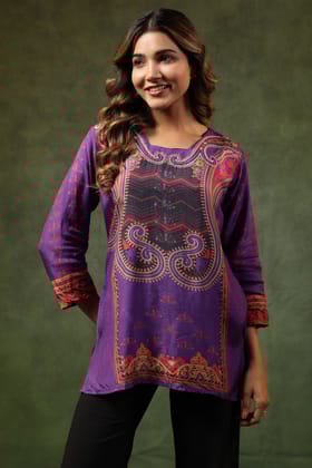 Naqsh-e-Saira Purple Top-S / Purple / Purple