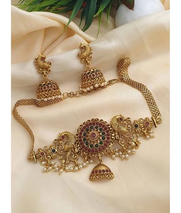 ROFARWORD Gold Brass Necklace Set ( Pack of 1 ) - Gold