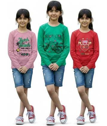 COOLTEES4U Pack of 3 Girls 100% Cotton T-Shirt ( Multicolor 1 )