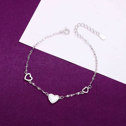 Alluring Heart Charm Silver Causal Bracelet-None / Silver