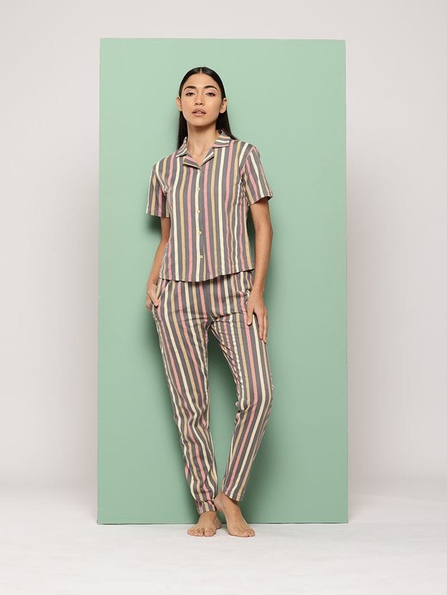 Leading Lady Women's Printed Cotton Night Suit with Pyjama