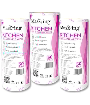 Masking Non-Woven Reusable & Washable Multi Surface Cleaner Wipes Pink 450 g Pack of 3