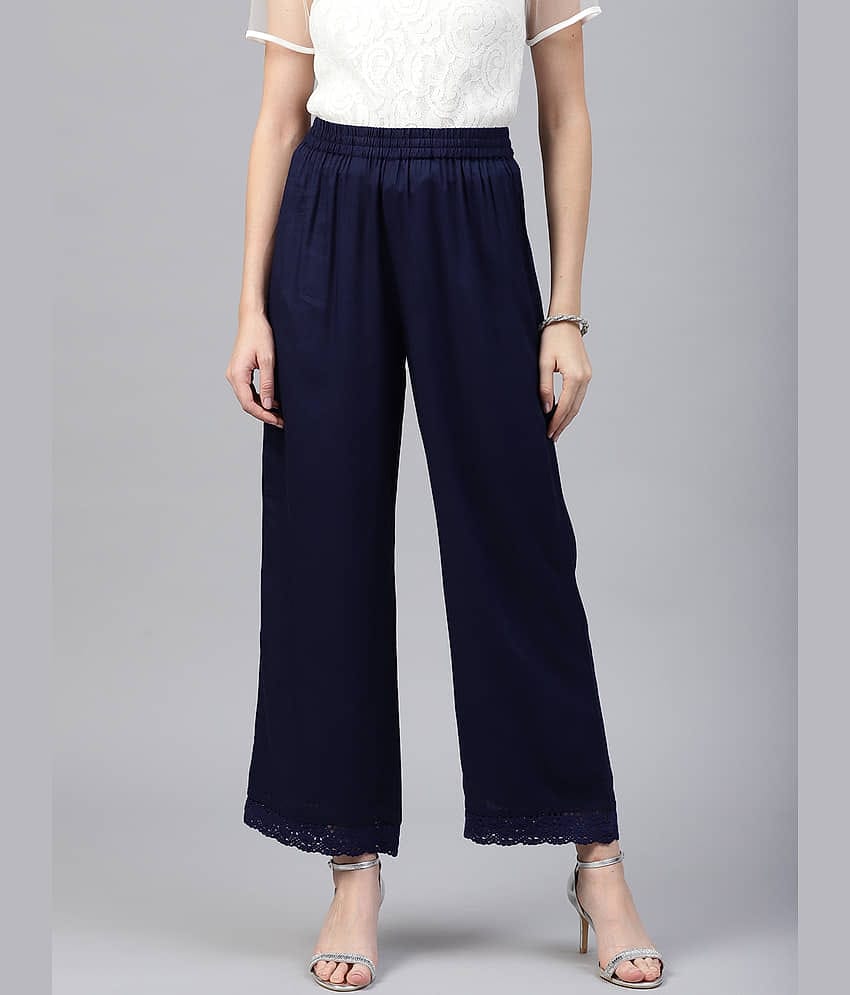 Juniper - Navy Rayon Wide leg Women's Palazzos ( Pack of 1 )