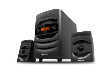 Philips Audio MMS2625B 2.1 Channel, 31 W, Bluetooth Connectivity, Wired Multimedia Computer Speaker, FM, USB, Audio in Speakers, 15mm Subwoofer, Wide Compatibility - MP3 Player, TV, PC (Black) Philips Audio MMS2625B 2.1 Channel, 31 W, Bluetooth Connectiv