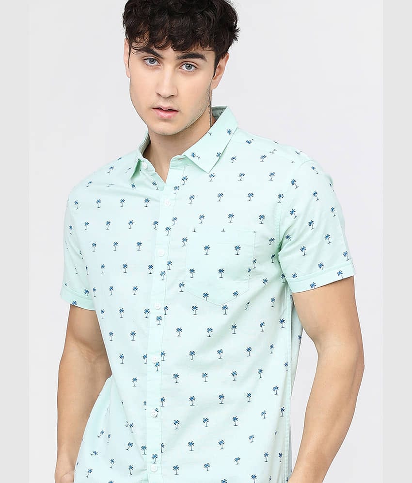 Ketch 100% Cotton Slim Fit Printed Half Sleeves Men's Casual Shirt - Blue ( Pack of 1 )