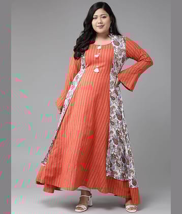 Yash Gallery Pack of 1 Rayon Striped Jacket Style Women's Kurti - ( Multicolor )