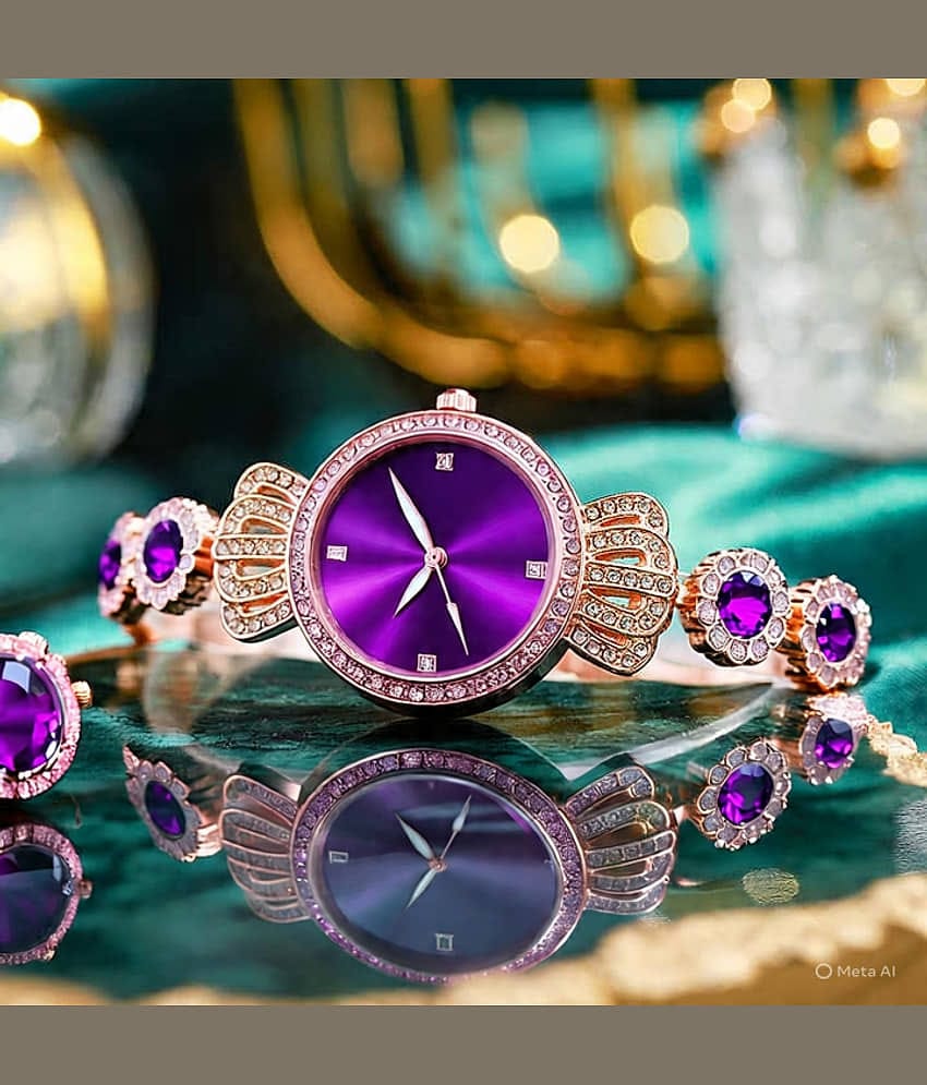 Renaissance Traders Purple Metal Analog Womens Watch