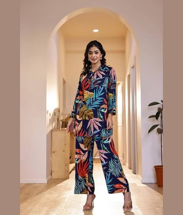 Label Flavia Women Printed Top With Trousers Co-Ord Set ( Multi Color )
