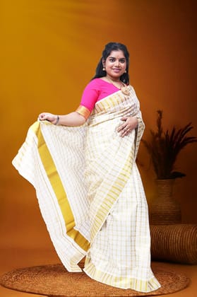 MK-2650 GOLD TISSUE SAREE 6.25 MTR