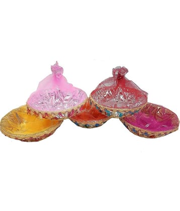 PRANSUNITA Handmade Decorated Gift Basket with Readymade Net Packing – (Size 12 inch round) - Fancy Gift Packaging for Room Hampers, Wedding Packing, Fruit, Dry fruit, Birthday, Baby Shower