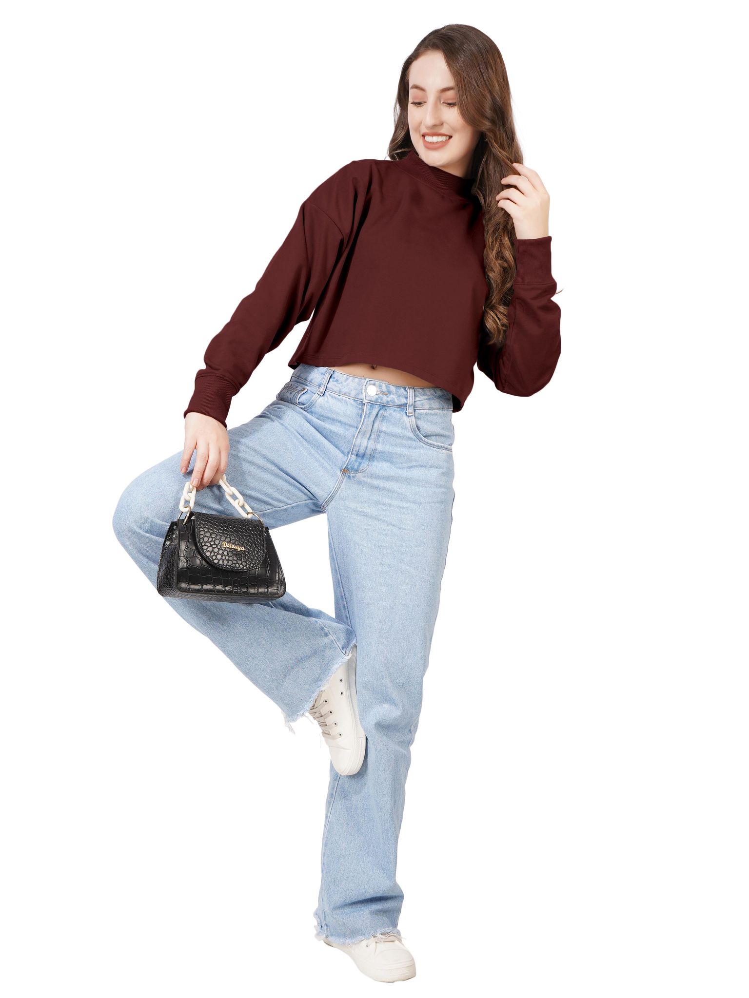 BLUEFICUS Women’s Cotton Blend Oversized Sweatshirt | Casual Full Sleeve Pullover for Winter & Autumn |Cropped Sweatshirt