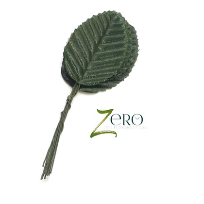 Bunch of 10 Pcs Hand Made Fabric Leaves - Green Color