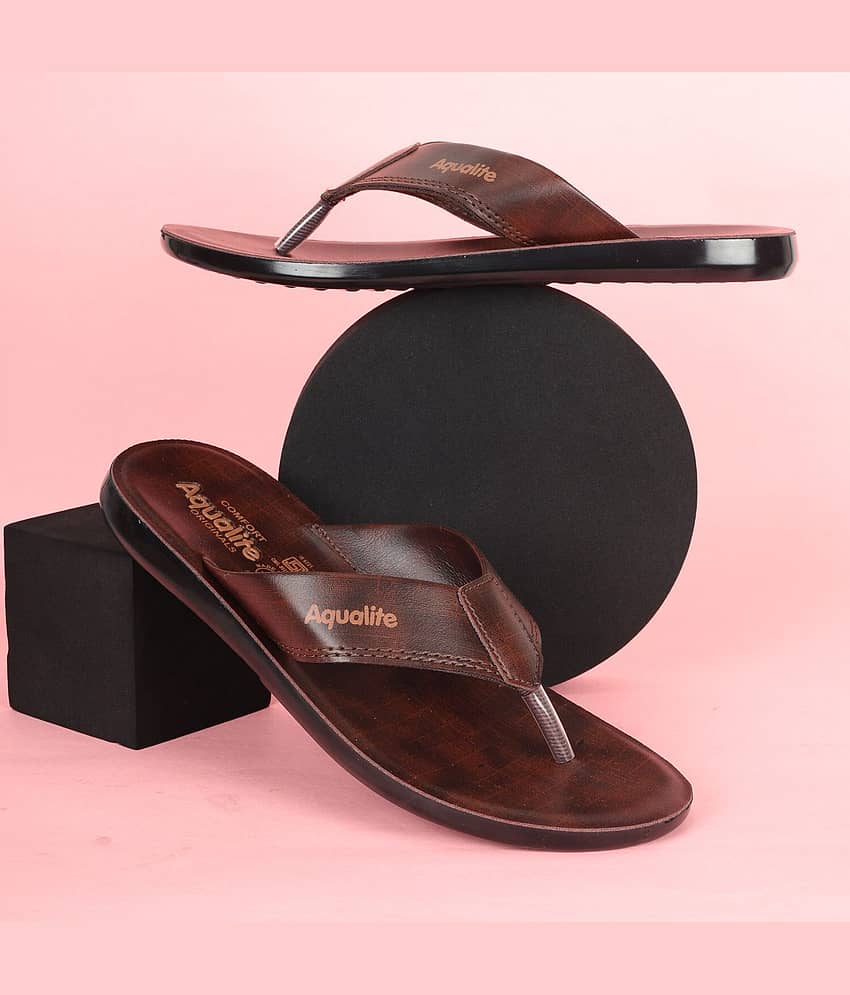Aqualite Brown Men's Thong Flip Flop