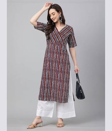 Janasya Pack of 1 Cotton Printed Straight Women's Kurti - ( Maroon )