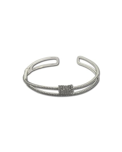 AABHA Silver Black Polish Kada for Women (Black, 2.6)