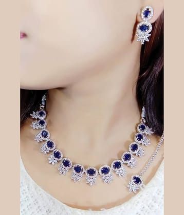 Ladymania Blue Alloy Necklace Set ( Pack of 1 )