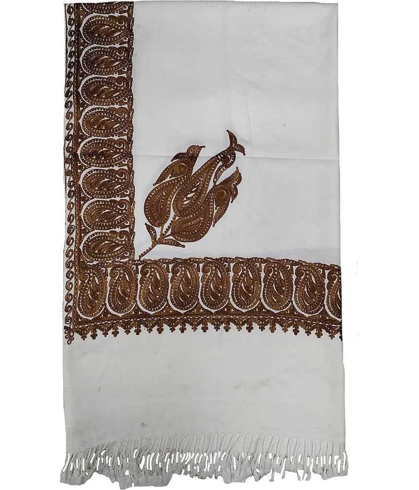 Soul Essence White Kashmiri Shawl - Single