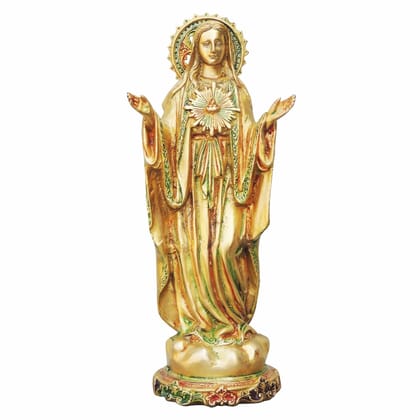 Brass Showpiece Standing Merry Coloured Statue - Devotional Christian Home Decor Item, Height : 16 Inch (BSMAS940 A)