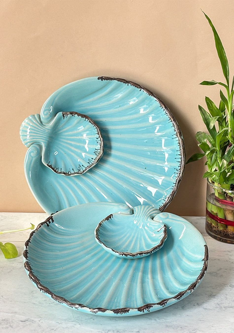 Seashell Blue Serving Platter set of 2