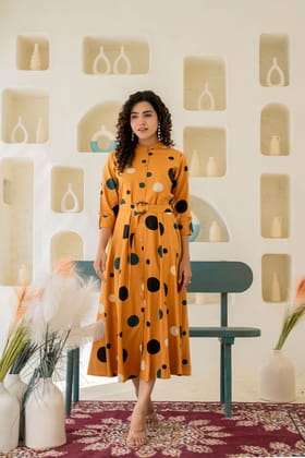 Chic Mustard Shirt Style Dress With Belt-MUSTARD / L