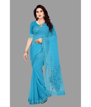 Apnisha Georgette Embellished Saree With Unstitched Blouse Piece ( Pink )