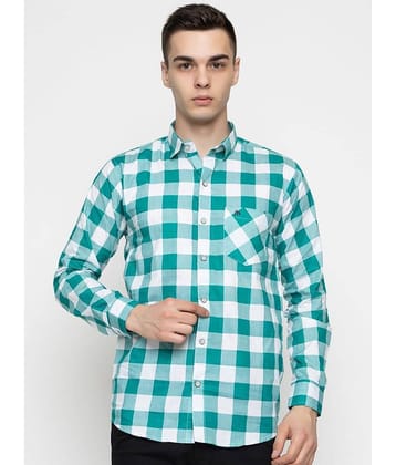 FREKMAN Cotton Blend Regular Fit Checks Full Sleeves Men's Casual Shirt - Light Blue ( Pack of 1 )