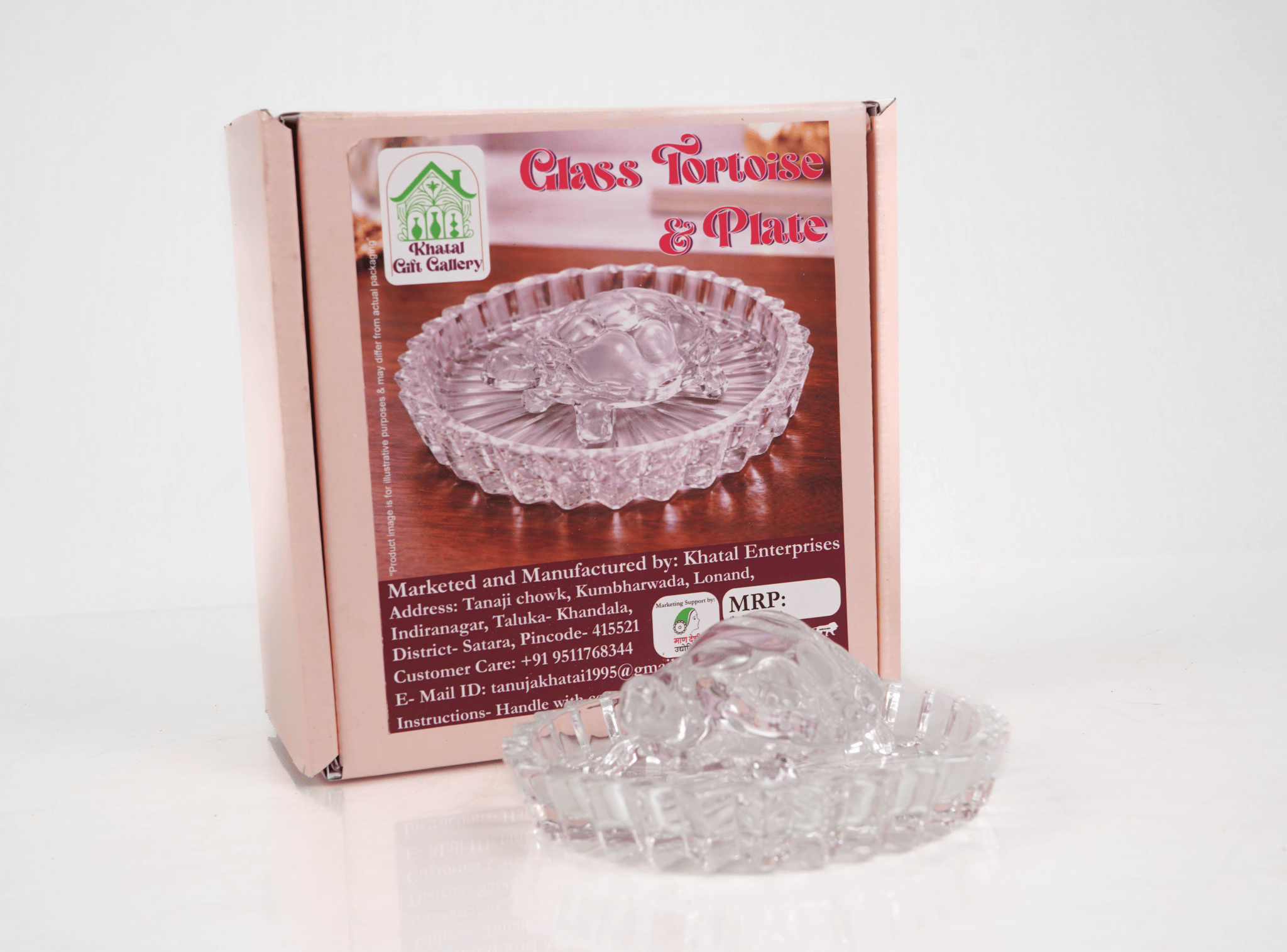 Handcrafted Glass Tortoise & Plate Showpiece | Elegant Home Décor.