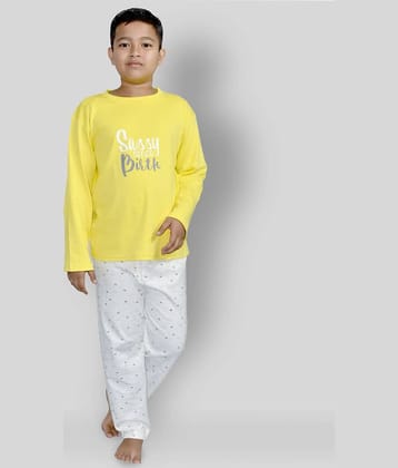 KABOOS Pack of 1 Girls Cotton Nightsuit Set ( Yellow )
