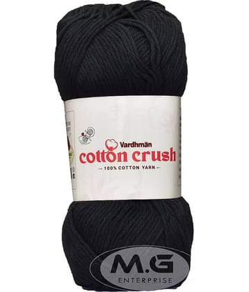Vardhman Cotton Crush 8-ply Black 600 GMS 100% Cotton Ball Hand Knitting Cotton/Art Craft Soft Fingering Crochet Hook Yarn, Needle Knitting Yarn Thread Dyed-BC Art-AFCB