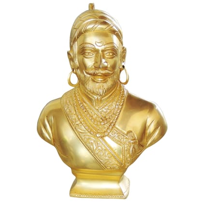 Brass Chhatrapati Shivaji Maharaj Showpiece - Handcrafted Historical Idol, Height : 9 Inch (BSMAS1024 C)