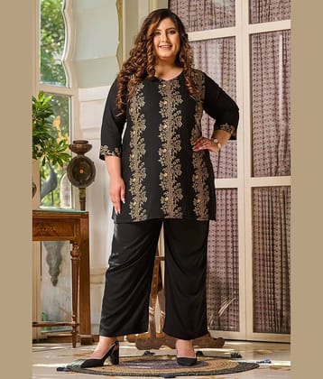 PrettyPlus by Desinoor.com Women Printed Tunic With Palazzos Co-Ord Set ( Black )