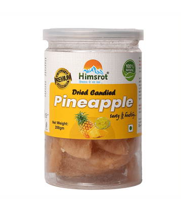 Himsrot Healthy Dried Pineapple Dry Fruit Slices from Himalayas | 100% Natural Sun Dried Fruits | Pineapple Candy - Pineapple Dry Fruit 200 gms Resealable Jar
