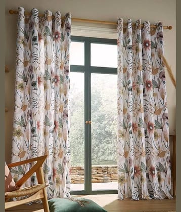 V21 decod Graphic Room Darkening Eyelet Curtain 9 ft ( Pack of 1 ) - White