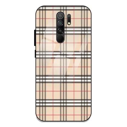 Yellow Checks - Glass Case For Redmi Models-Redmi 9 Prime
