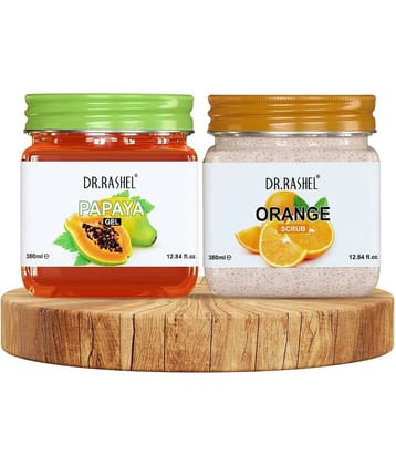 DR.RASHEL Papaya Gel and Orange Scrub Exfoliates all skin types 380ml each(Pack of 2)