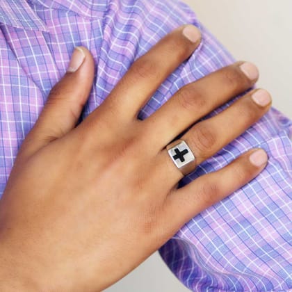 Faith Cross Sterling Silver Ring for Men-8.5