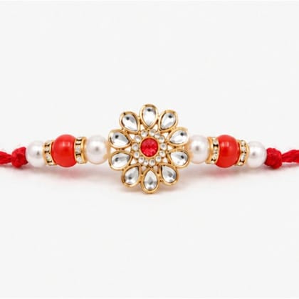 Designer Floral Stone and Bead Rakhi (1 piece)
