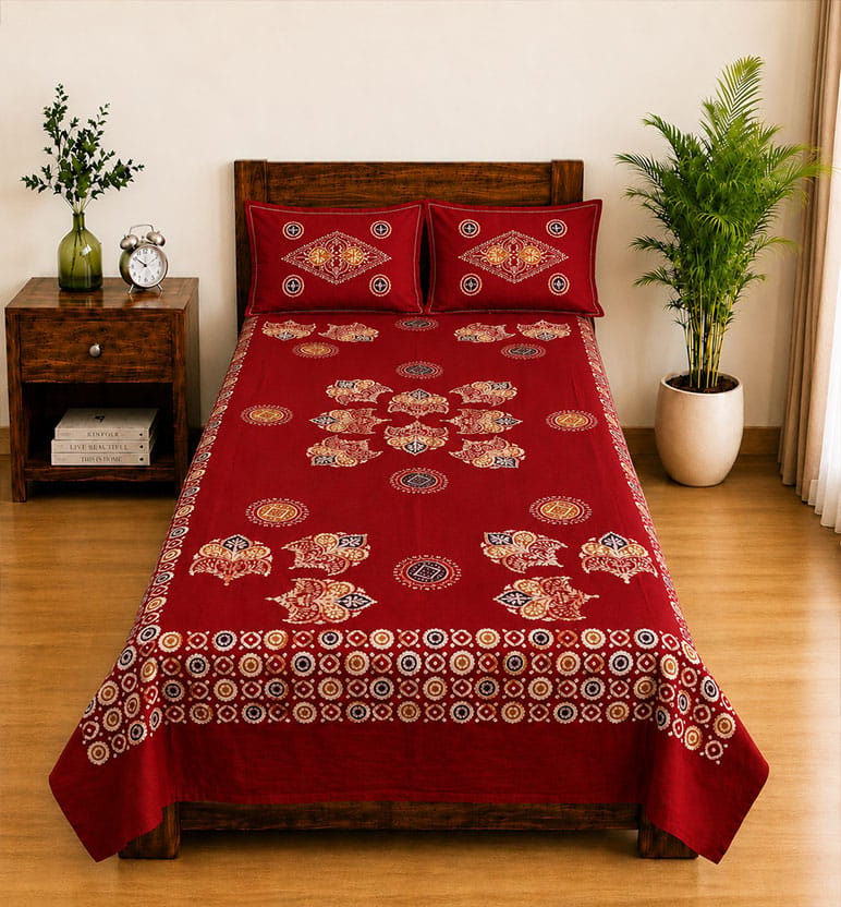 Handcrafted Batik Printed Cotton Single Bed Bedsheet