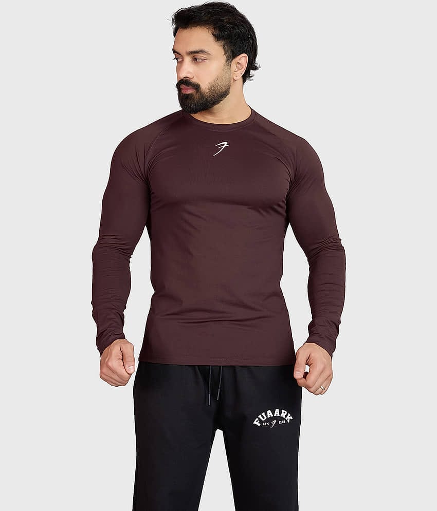 Fuaark Brown Polyester Slim Fit Men's Sports T-Shirt ( Pack of 1 )
