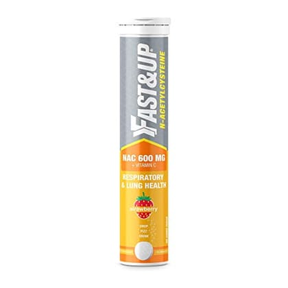 FAST&UP NAC (N-Acetylcysteine) + Vitamin C - Lungs Protective Supplement - Respiratory, Lung Health and Liver Detox - Strawberry Flavour (20 Effervescent Tablets), White FAST&UP NAC (N-Acetylcysteine) + Vitamin C - Lungs Protective Supplement - Respiratory, Lung Health and Liver Detox - Strawberry Flavour (20 Effervescent Tablets), White