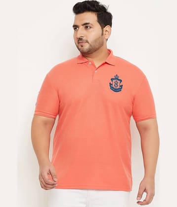 GET GOLF Pack of 1 Cotton Blend Regular Fit Embroidered Half Sleeves Men's Polo T Shirt ( Coral )