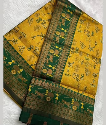 Semore Art Silk Embellished Banarasi saree With Unstitched Blouse Piece ( Yellow )